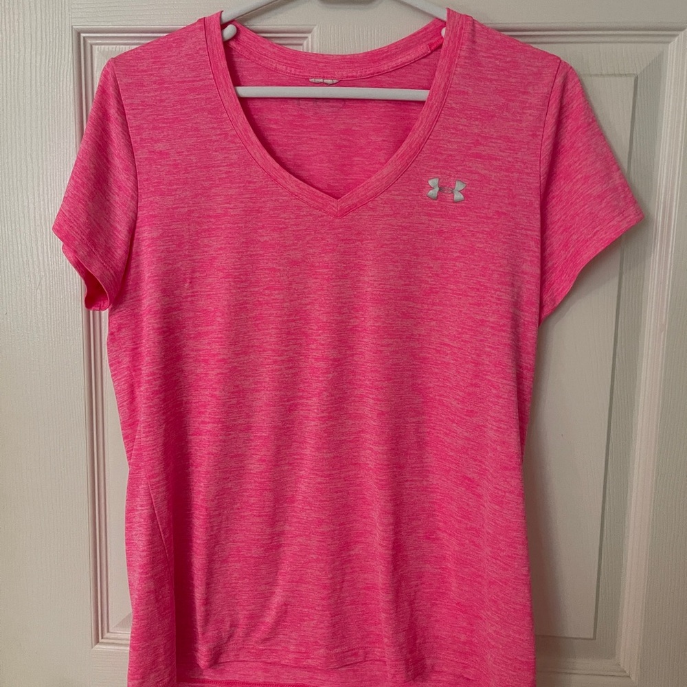 Under Armour Women's Bright Pink V-Neck Tee
